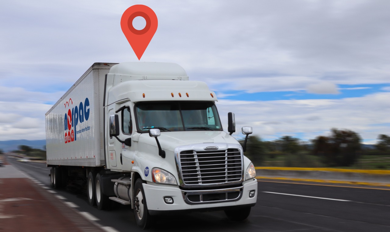 Camión Norpac con icono de ubicación